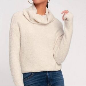 Free People Cream Cowl Neck Sweater